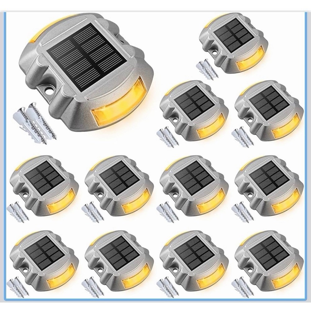 VOLISUN Solar Deck Driveway Dock Lights,Solar Pathway Lights,Warm 12 Pack Solar